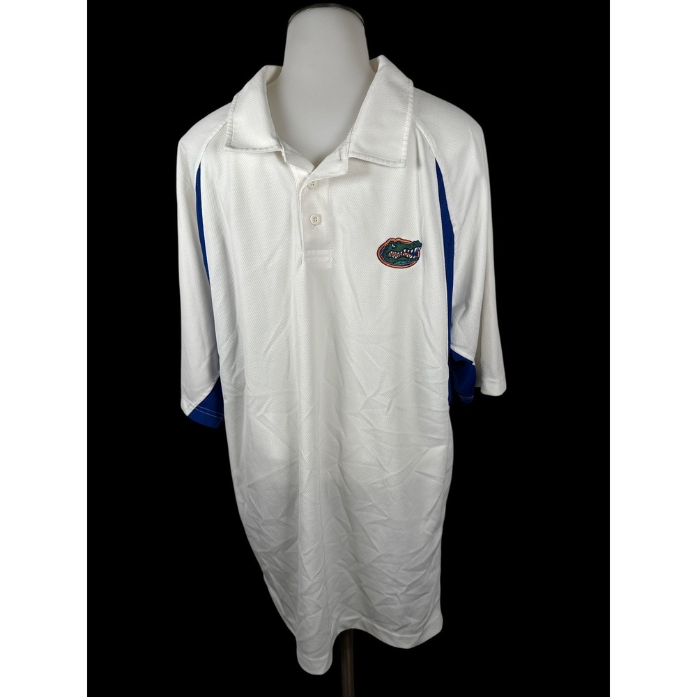 Men's Augusta Sports Florida Gators Polo Shirt Adult White Blue Augusta Size XL